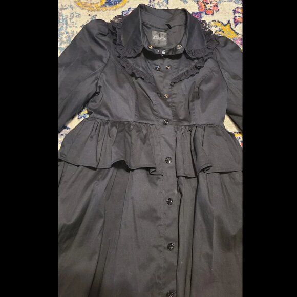Fit & Flare coat gothic Y2k Lolita Lipservice Black Ruffle Original Cult - Picture 4 of 16